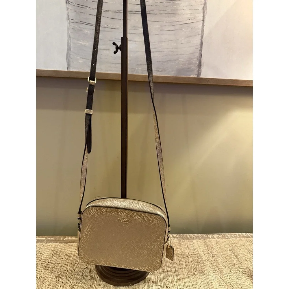Limited Edition Coach Rose Gold Pink Mini Leather‎ Camera Crossbody bag